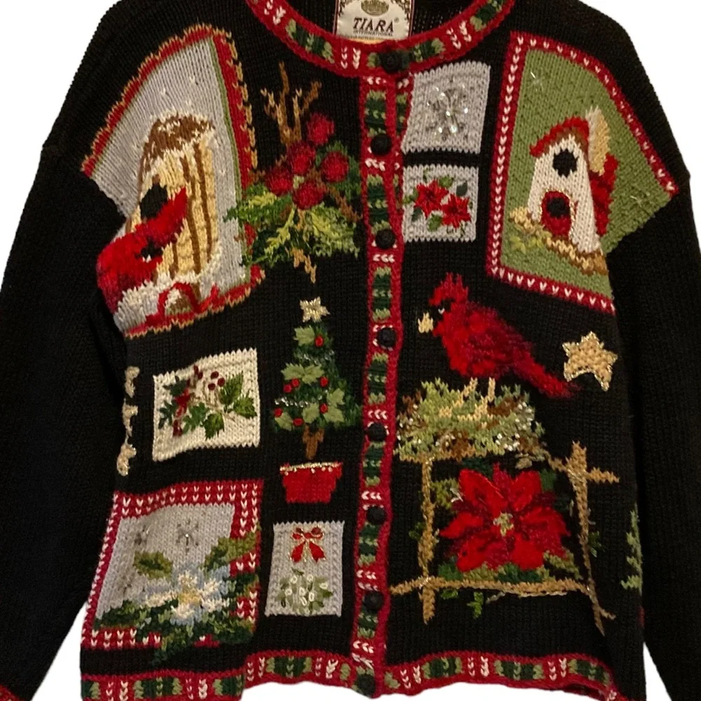 Tiara International Knit Cardinal Cardigan Sweater Large_2